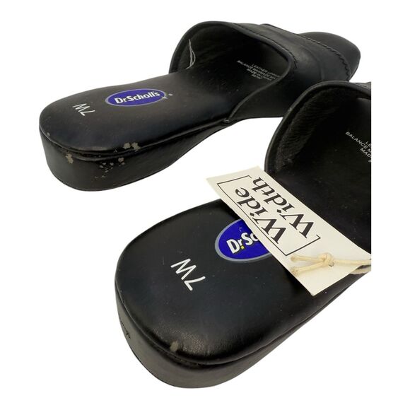 Dr Scholls Slide Sandals Size 7W Black Slides Slip On - Picture 2 of 9
